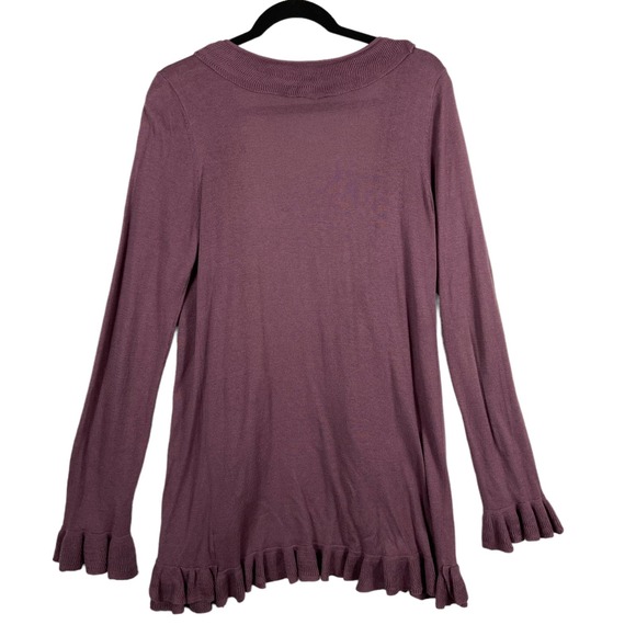 Adrienne Vittadini Ruffle Long Sleeves Cardigan Size Medium - Picture 3 of 8